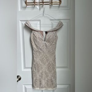 Windsor White Lace Off the Shoulder Mini Dress